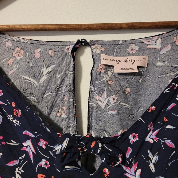 Reitmans Floral Fit & Flare Dress  2X  Navy floral - Picture 4 of 6